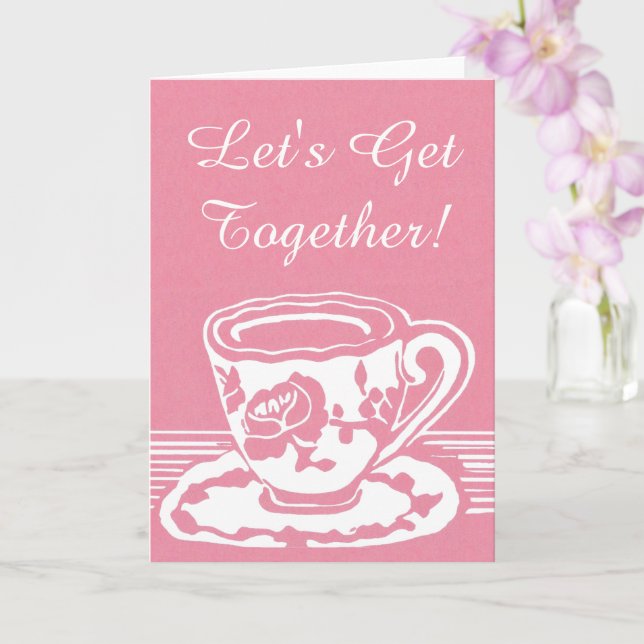 Let's Get Together! Rose Teacup Greeting Card (Orchid)