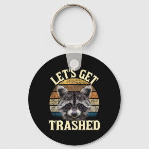 Let's Get Trashed - Funny Retro Racoon Lover Camp Key Ring