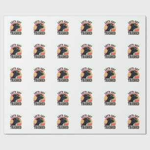 Lets Get Trashed Vintage Dog Graphic Retro Sunset  Wrapping Paper