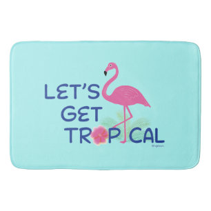 Let's get Tropical Pink Flamingo Summer Fun Bath Mat