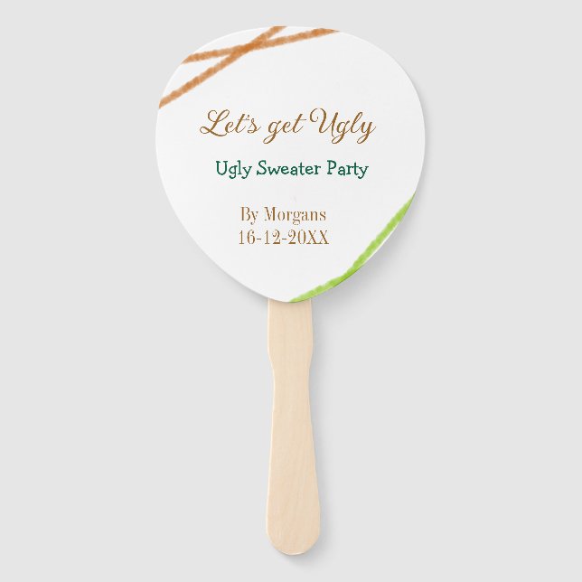 Let's get ugly Christmas ugly sweater Partyorange  Hand Fan (Front)