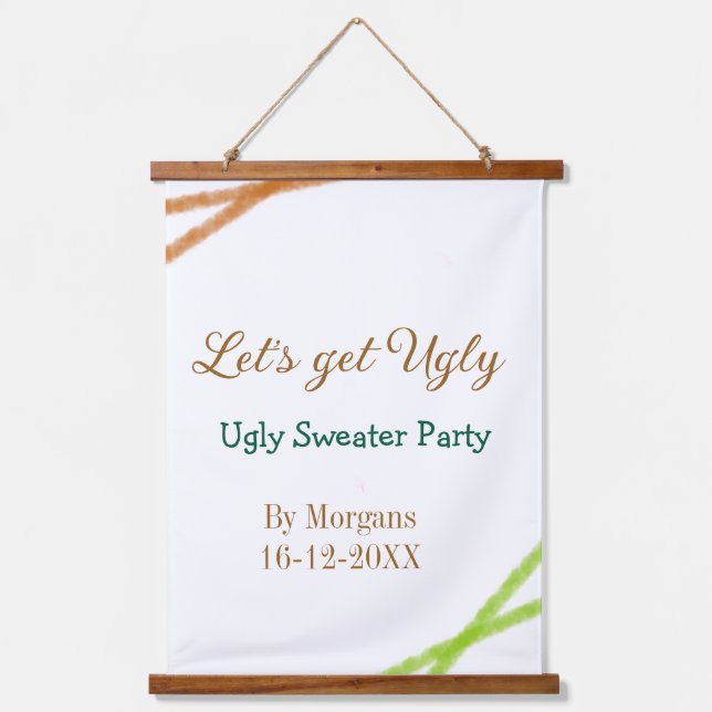 Let's get ugly Christmas ugly sweater Partyorange  Hanging Tapestry (Front)