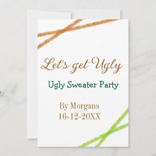 Let's get ugly Christmas ugly sweater Partyorange  Holiday Card