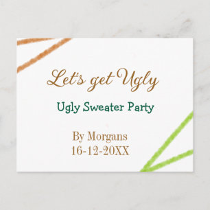 Let's get ugly Christmas ugly sweater Partyorange Holiday Postcard