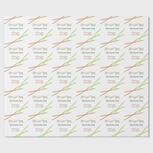 Let's get ugly Christmas ugly sweater Partyorange  Wrapping Paper (Flat)