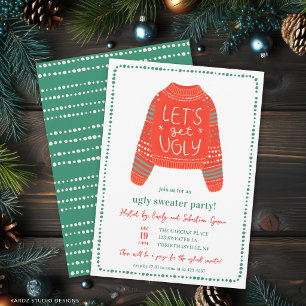 Let's Get Ugly Fun Ugly Sweater Christmas Party Invitation
