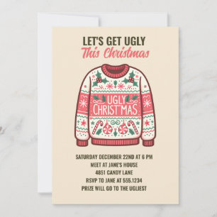 Let's Get Ugly This Christmas Tacky Sweater Party Invitation