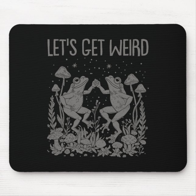 Let's Get Weird Dancing Frogs Mushrooms Funny Cott Mouse Mat (Front)