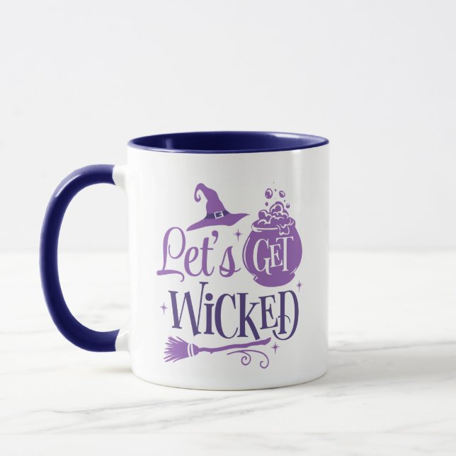 Let's Get Wicked Witches Hat and Broom Halloween Mug (Left)