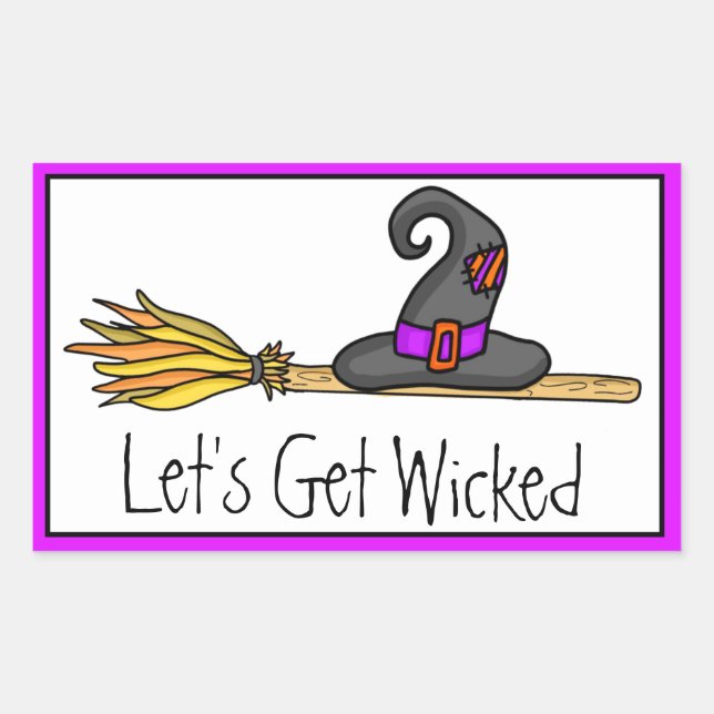 Let's Get Wicked | Witchy Halloween Rectangular Sticker (Front)