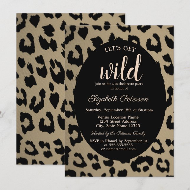 Let's Get Wild,Animal Leopard Print Bachelorette   Invitation (Front/Back)