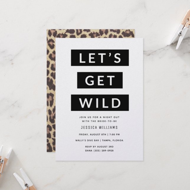Let's Get Wild Animal Print Bachelorette Party Inv Invitation (Front/Back In Situ)