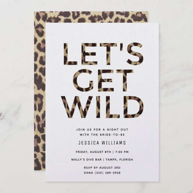 Let's Get Wild Animal Print Bachelorette Party Invitation (Front/Back)