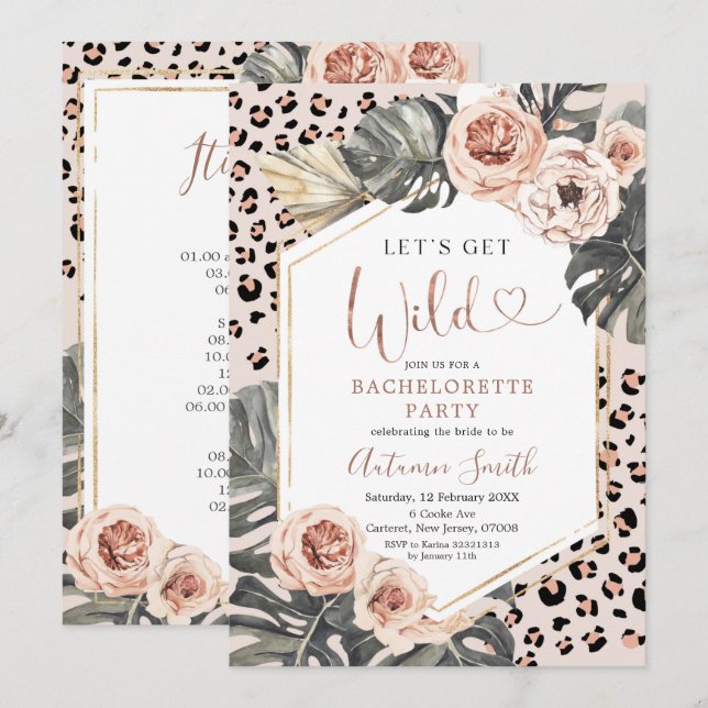 Let's Get Wild Animal Print Bachelorette Weekend Invitation (Front/Back)