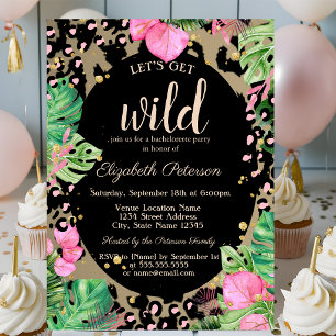 Let's Get Wild,Animal Print Leaves Bachelorette   Invitation