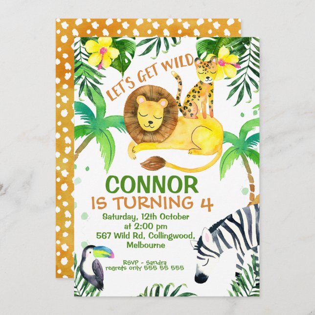 Lets Get Wild Birthday Invitation (Front/Back)