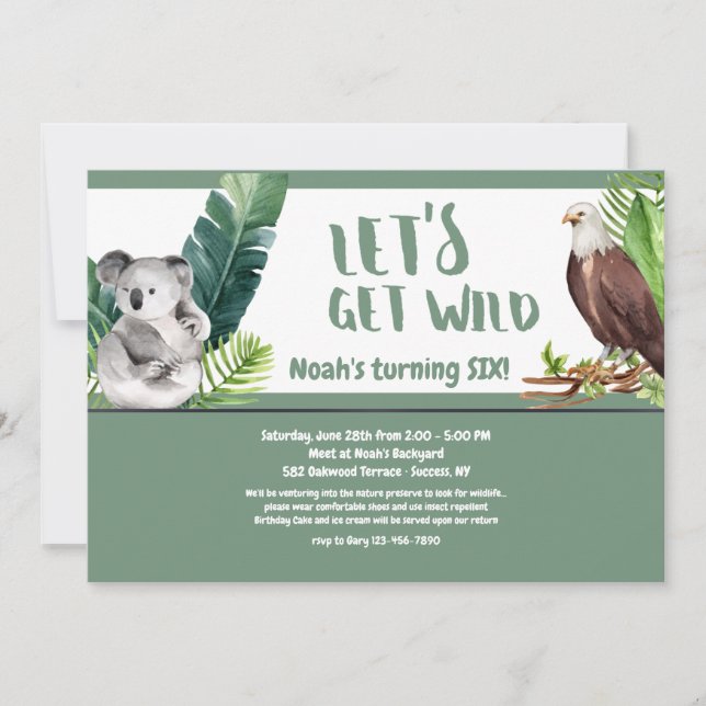 Let's Get Wild Birthday Party Invitation (Front)