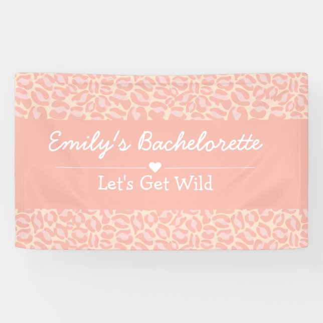 Let's get Wild Fun Cheetah Pink Bachelorette Party Banner (Horizontal)