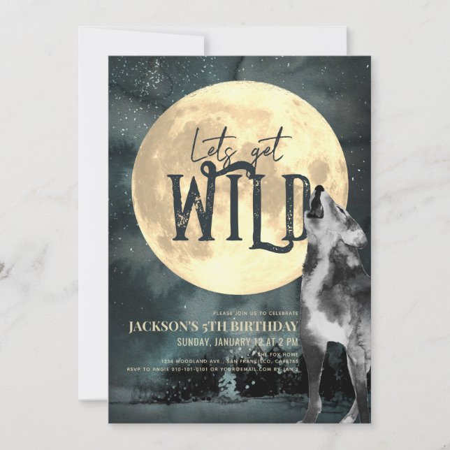 Let's Get Wild Howling Wolf Birthday Invitation (Front)