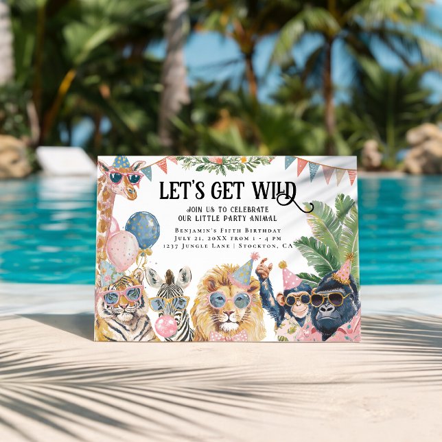 Let's Get Wild Jungle Animals Birthday Invitation (Creator Uploaded)