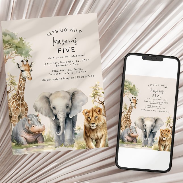 Lets Get Wild | Kids Animal Birthday Party Invitation (Creator Uploaded)