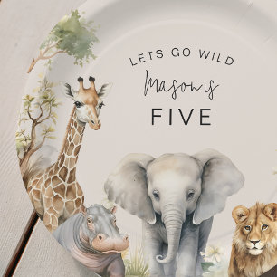 Lets Get Wild   Kids Birthday Party Paper Plate