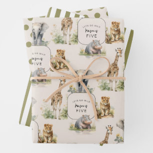 Lets Get Wild   Kids Birthday Party Wrapping Paper Sheet