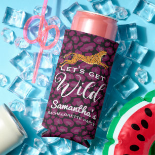 Let's Get Wild Leopard Cheetah Print Bachelorette Seltzer Can Cooler