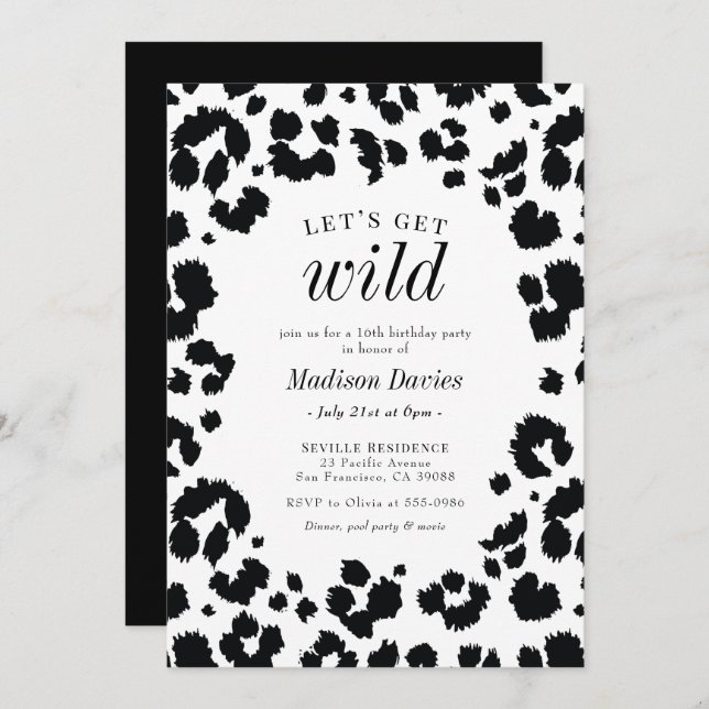 Let's Get Wild Leopard Print Birthday Invitation (Front/Back)