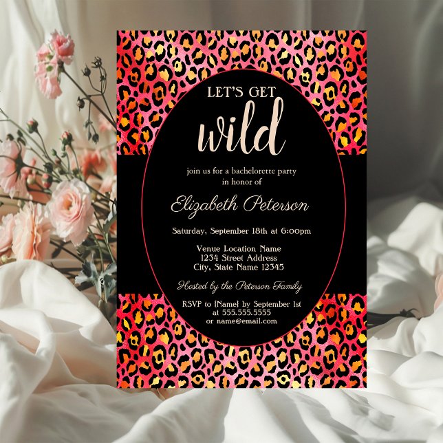 Let's Get Wild Leopard Print Red Bachelorette  Invitation (Creator Uploaded)