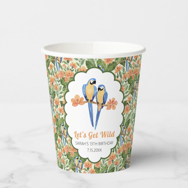 Let's Get Wild Macaw Jungle Tropical Paper Cups (Left)