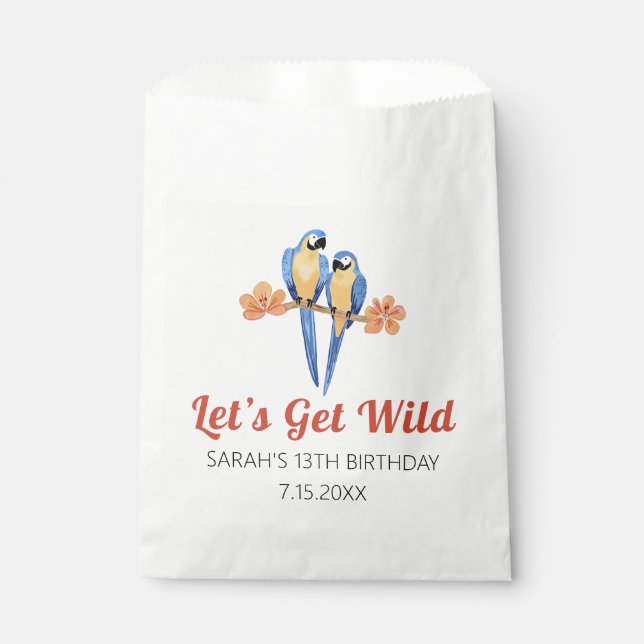 Let's Get Wild Macaw Jungle Watercolor Favour Bags (Front)
