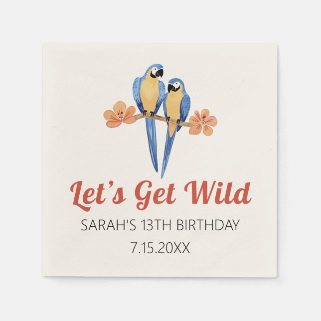 Let's Get Wild Macaw Jungle Watercolor Napkin (Front)