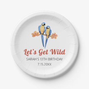 Let's Get Wild Macaw Jungle Watercolor Paper Plate