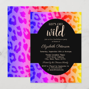 Let's Get Wild Ombre Leopard Print Bachelorette Invitation
