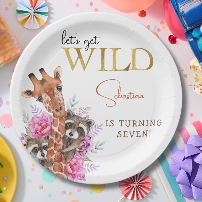 Let's get wild safari animals kids birthday party paper plate (Creator Uploaded)