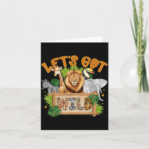 Lets Get Wild Zoo Animals Wildlife Birthday Party Card