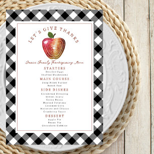 Let's Give Thanks Apple Plaid Thanksgiving  Menu