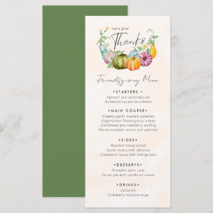 Let's Give Thanks Pumpkin Thanksgiving Dinner Menu