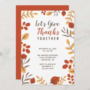 Let's Give Thanks Thanksgiving Dinner Fall Foliage Invitation
