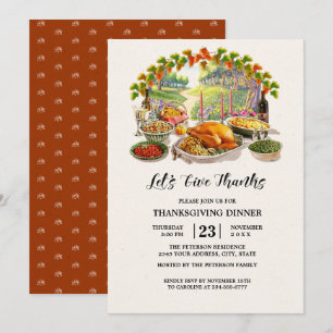 Let's Give Thanks. Thanksgiving Dinner  Invitation