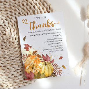 Let's give Thanks, Thanksgiving Dinner Invitation