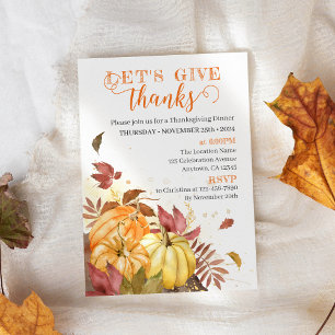 Let's give Thanks, Thanksgiving Dinner Invitation