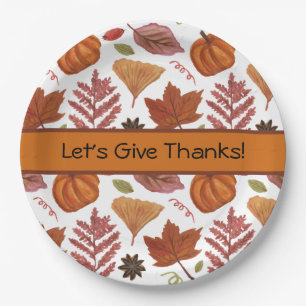 Let's Give Thanks Thanksgiving Paper Plate