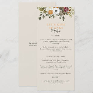 Let's Give Thanks Watercolor Thanksgiving Ivory Menu