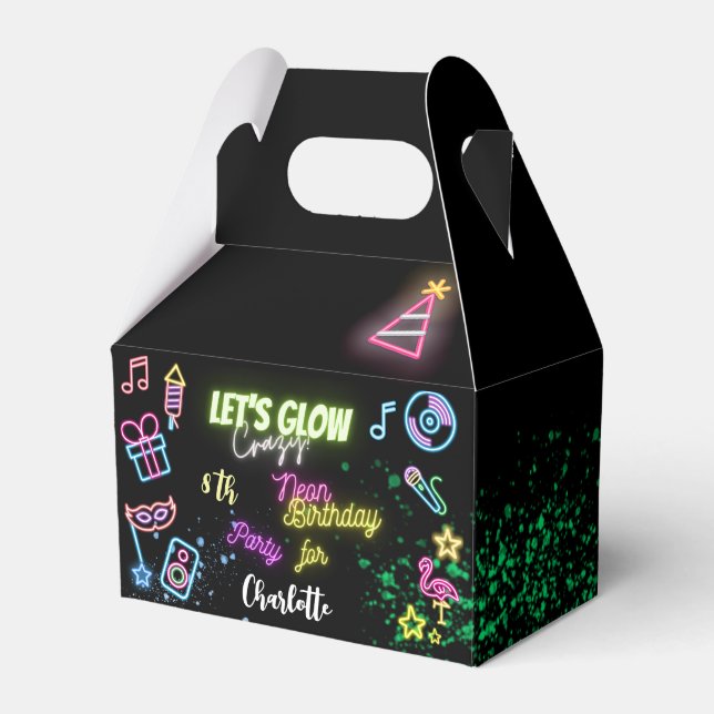 Let's glow crazy neon birthday favour box (Front Side)
