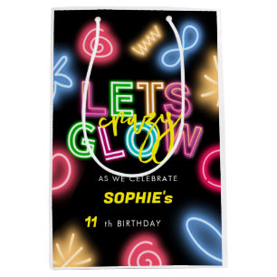 Let's glow crazy neon birthday laser party medium gift bag