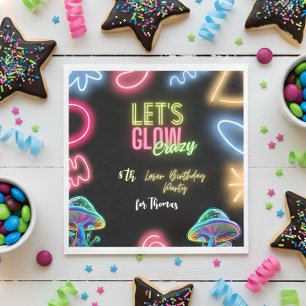 Let's glow crazy neon birthday laser party napkin