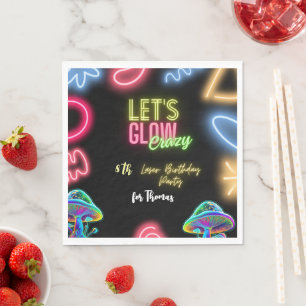 Let's glow crazy neon birthday laser party napkin