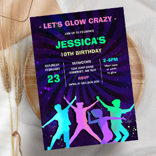 Let's Glow Crazy Neon Birthday Party Invitation